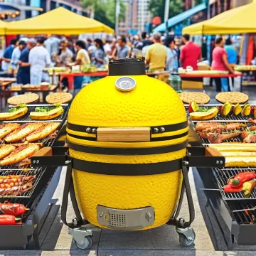 Auplex 14" Ceramic Kamado BBQ Grill for Outdoor Garden Cooking