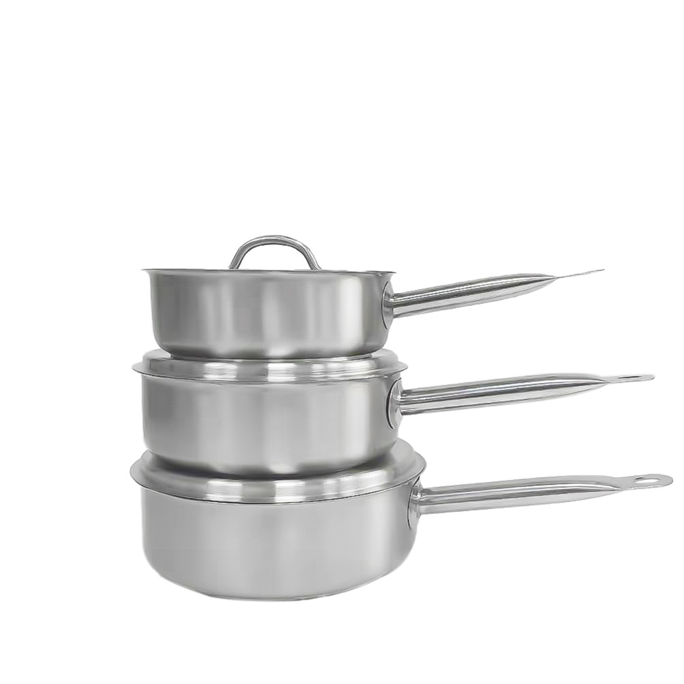 Single handle stainless steel saucepan