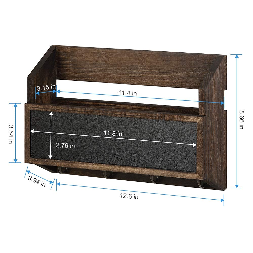 Wooden Mailbox Collection Shelf With Key Hooks