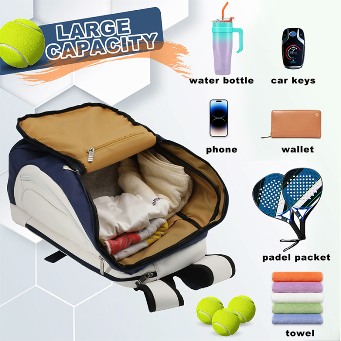 Portable Pickleball Padel Racket Bag with Large Capacity
