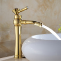 Basin Faucets Modern Gold Color Deck Mounted Bathroom Mixer Faucets Black Finish With Diamond High Bathroom Sink Faucet 327