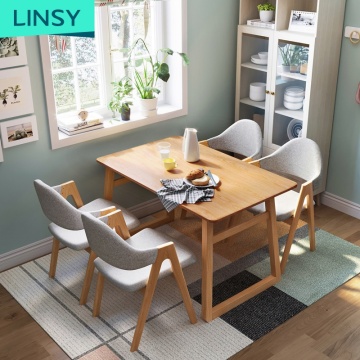 Linsy Small Apartment Furniture: Modern Contemporary Walnut Dining Table Sets Designs LS046R1