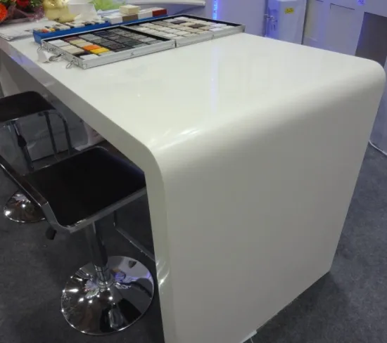 White Artificial Stone Acrylic Solid Surfac Bar Counter Marble Table Tops 2000*800*900mm