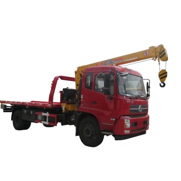 Dongfeng KinRun Flat Wrecker Truck with 5 tons crane sale in Mexico