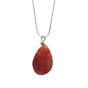 Natural Gemstone Agate Necklace with Silver Chain