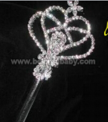 Silver And Crystal Rhinestone Heart Scepter