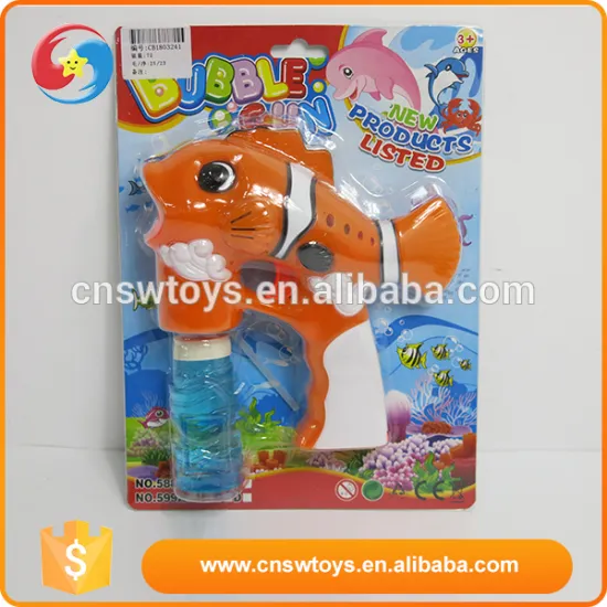 Fashion plastic cute fish shaped animal soap bubble gun with light