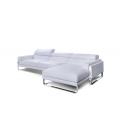 Modena White Leather Sectional Sofa med chaise