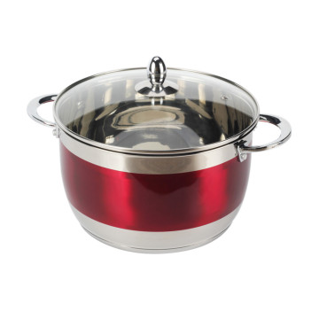 Red Casserole Cookware with Transparent Glass Lid