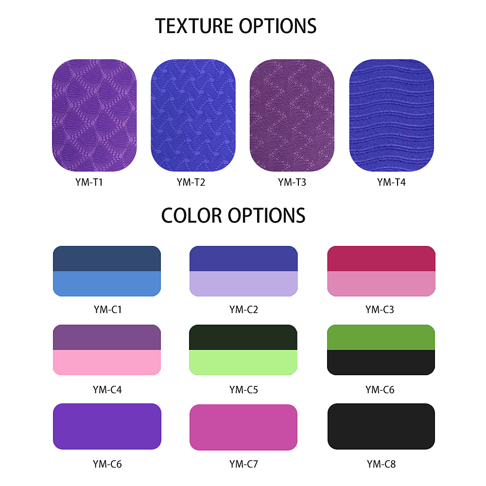 Tpe yoga mat colors and textures