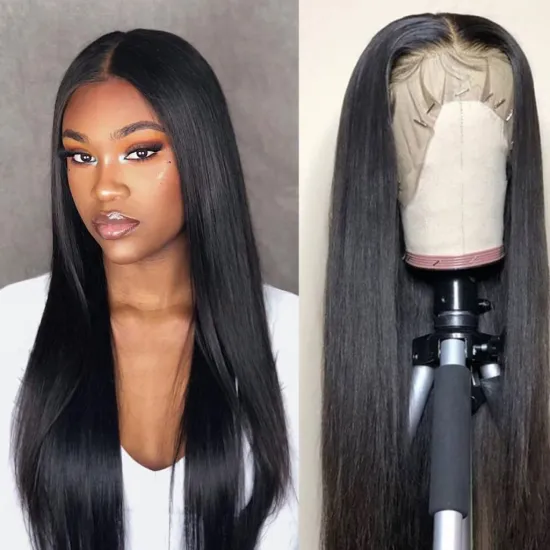 Swiss Lace Frontal Straight Wig Vendor Natural Color Raw Unprocessed Brazilian 100% Cuticle Aligned Human Hair Lace front Wig