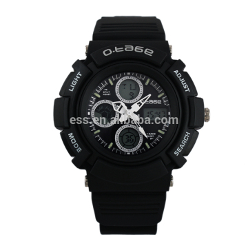 Rubber Strap Boys Black Digital Analog Dual Sport Watch WS074