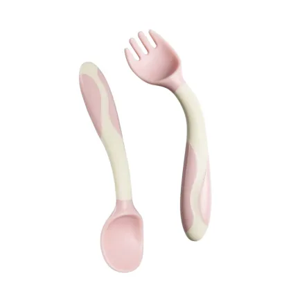 Silicone Spoon and Fork Combination for Baby Complementary Food Training