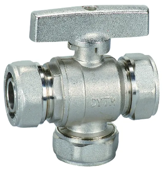 Compression three ways brass ball valve