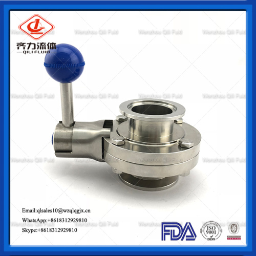 sanitary stainless steel threaded clamp butterfly valve