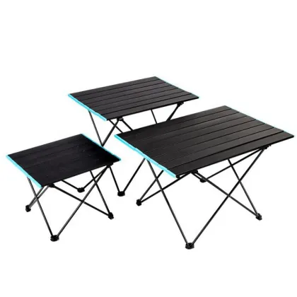 Portable Multi-Size Camping Furniture Set: Blue Green Aluminum Alloy Folding Table for Outdoors and Beach
