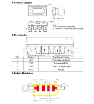 SK6812 STEL-A 1500PCS/PACK SMD 4020 LED Chip DC 5V 0,1W/PCS para tira de LED