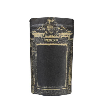Plně černý papírový sáček na čaj s vlastním designem Ziplock