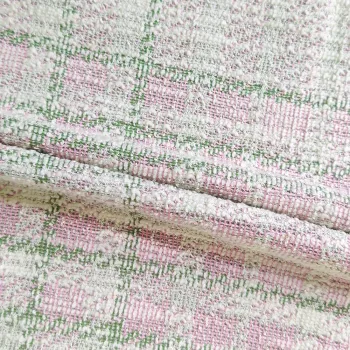 Custom Wholesale Plaid Tweed Jacquard Fabric for Jackets - 250gsm 64% Cotton 36% Polyester Knitted Fabric
