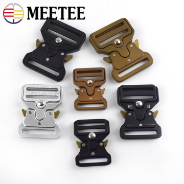 Meetee 1pc/2pcs ID25-50mm Alloy Release Buckle Outdoor Tactics Belt Strap Webbing Adjustment Buckle DIY Clothing Accessory YK032