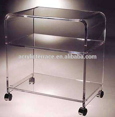 transparent 2 layers lucite restaurant trolley service tray