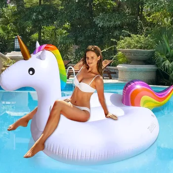 High Quality PVC Large Size Inflatable Unicorn Pool Float with Cup Holder for Factory Wholesale