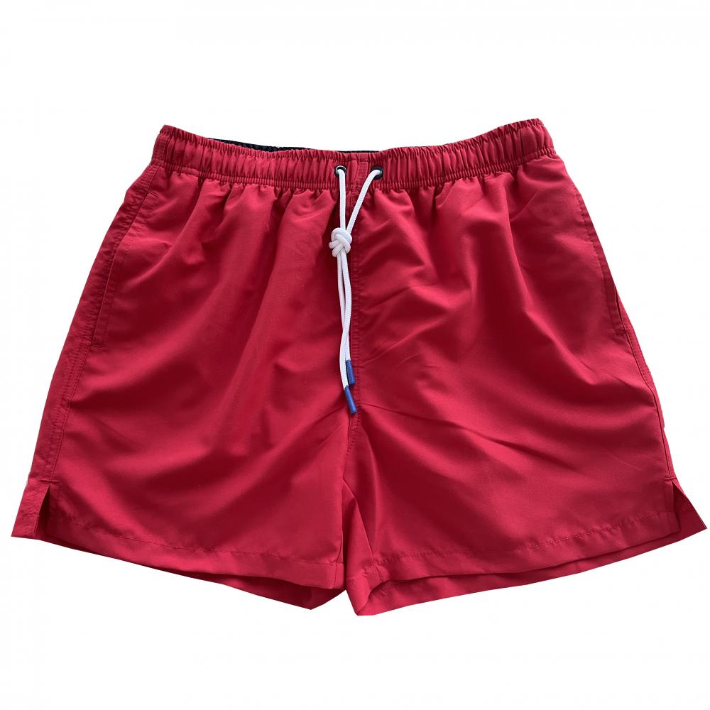 Side Split Red Men's Swim Trunks With Pockets