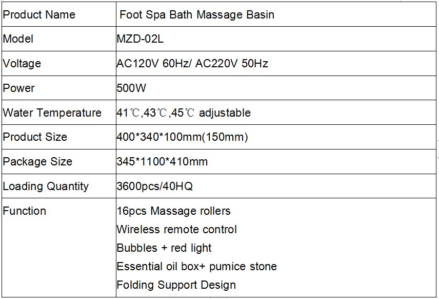 Mzd 02l foot spa bath massager machine