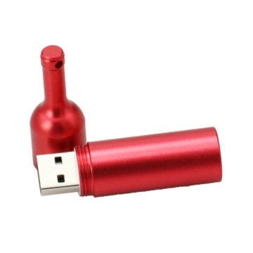 Custom Logo Metal Red Wine Bottle Business Gift - USB Flash Drive (128GB/64GB/32GB/16GB/8GB/4GB)