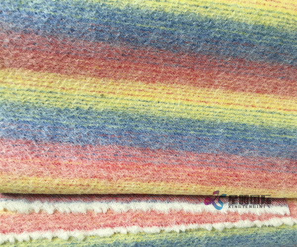 Colorful Rainbow Stripe 100% Wool Fabric