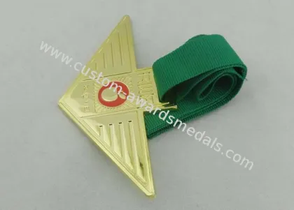 Santa Barbara Ribbon Medals Silver Plating For Company Gift