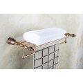 Rose gold brass inlaid jade double towel rack