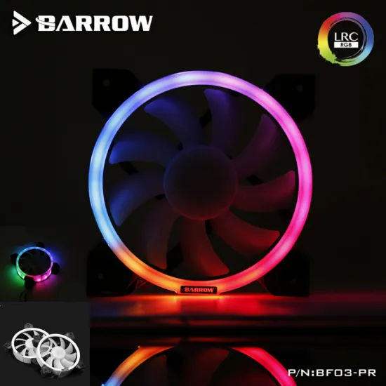 Barrow PWM Water Cooling Fan Aurora LRC RGB v2 Lighting Water Cooling Radiator Fans Adjustable Ring Lighting BF03-PR