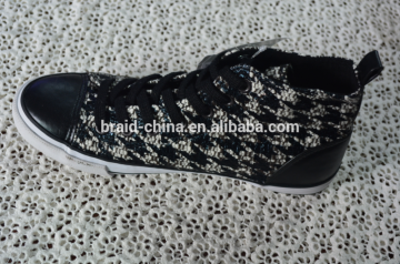 cool men's casual shoes white and blace woven braid upper shoes