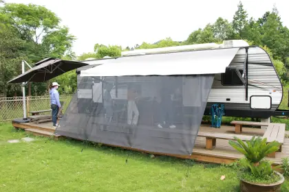 RV Awning Sun Shade: Caravan Awning Parts and RV Black Mesh Screen Sunshade