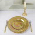 Flower Shaped Gold Glass Charger Plate Wedding Decorative