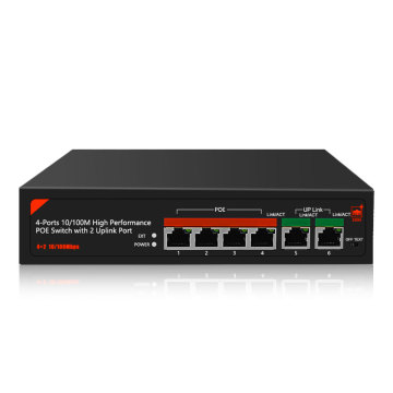 4+2 Ports 10/100M PoE Switch with 4KV Lightning Protection for OEM/ODM Applications