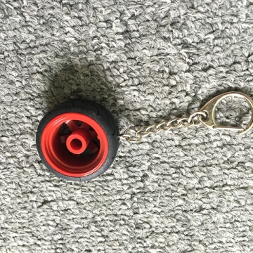 Rubber and Metal Tire Shaped Keychain