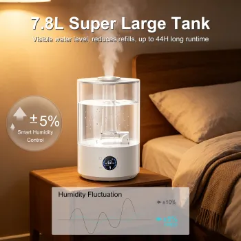 7.8L Quiet Cool Mist Humidifier Sterilization Aromatherapy No White Dust Large Capacity Air Humidifier OEM ODM