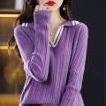 Multicolor pit collar sweater woman