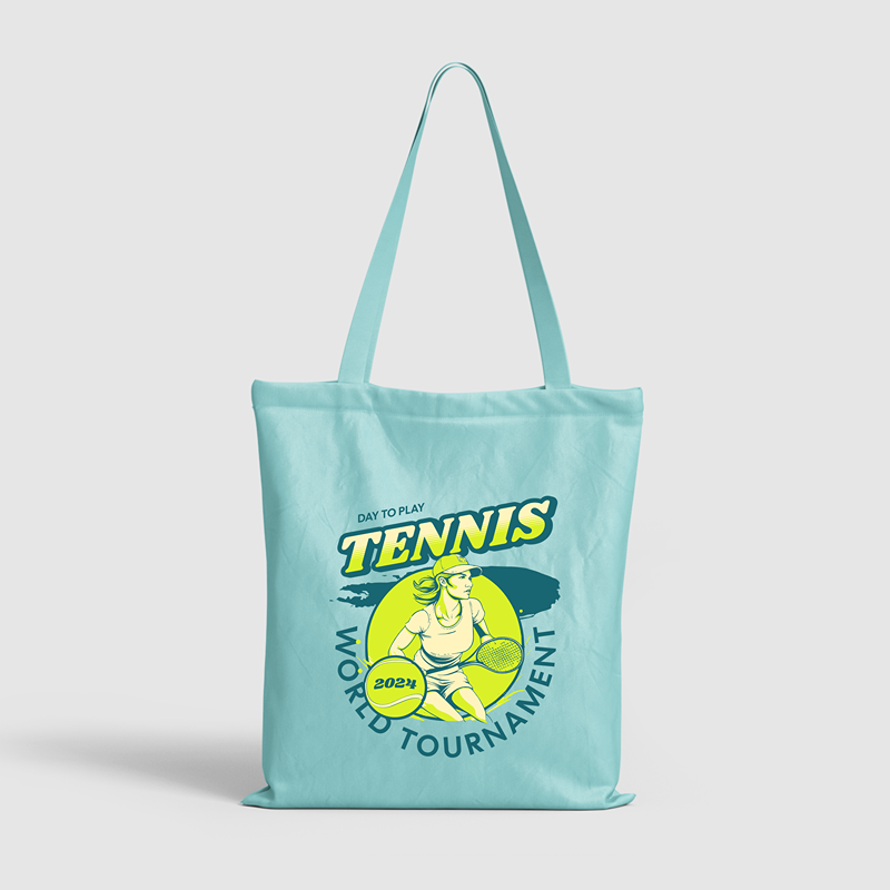 Tote Canvas Pola Tenis untuk Belanja Olahraga