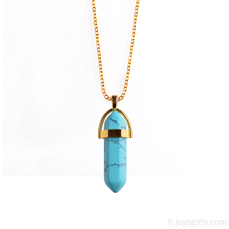 Collier pendentif turquoise pour femme avec pendule en pierre de guérison