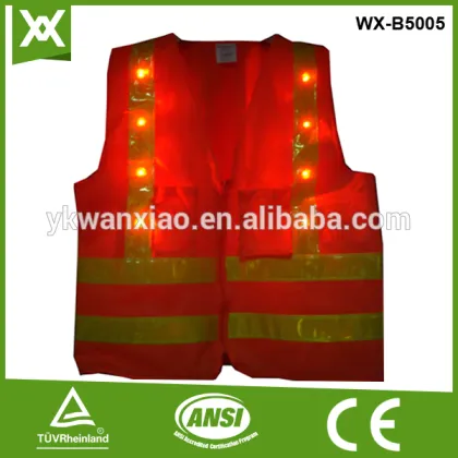 reflective LED vest with 16LED lights,safetyred LED vest reflective LED vest