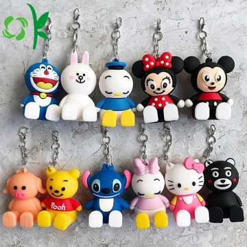 Cute Silicone Donald Duck With Stainless Steel Keychain