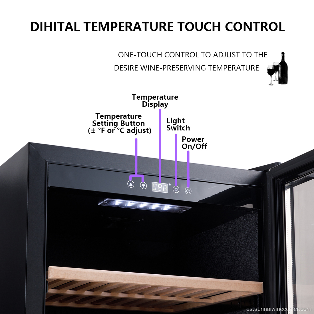 Bajo consumo de energía para el refrigerador de vino de la puerta independiente