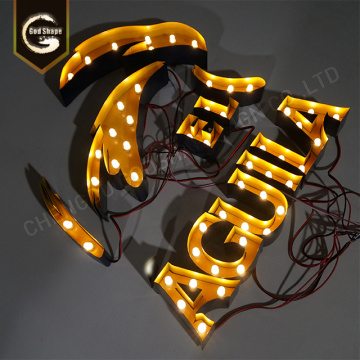 Halo Lit Metal Led Signs Carta de Aço Inoxidável