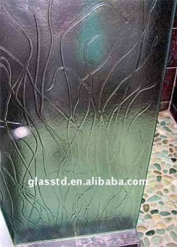 frosted decorative glass shower screen with abstract pattern