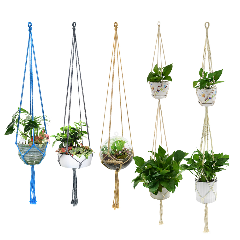 Knotted Macrame Plant Hanger Hook Vintage Cotton Line Hanging Basket Lifting Rope Hanging Flowerpot Pot Holder Garden Decoration