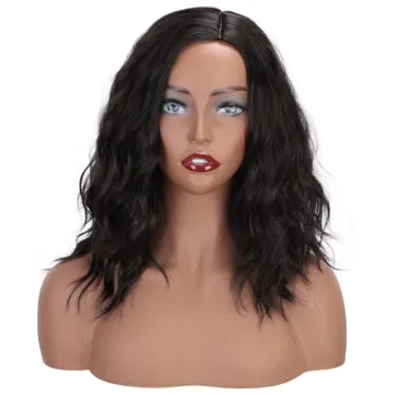 Vigorous Part Side Curly Wavy Bob Wig Natural Black Short Bob Synthetic Wig High Temperature Fiber Hair Cosplay Wig for Women