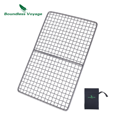 Boundless Voyage Folding Camping Outdoor Grill Barbecue Wire Mesh Titanium BBQ Grill Plate